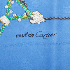 カルティエ スカーフ ブルー マルチカラー シルク レディース CARTIER 【中古】