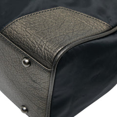 バーバリー ロゴ金具 ハンドバッグ ブラック ブラウン ナイロン レザー レディース BURBERRY 【中古】