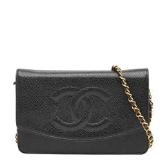 シャネル ココマーク チェーン ショルダーバッグ ブラック キャビアスキン レディース CHANEL 【中古】