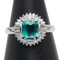 Pt900 プラチナ エメラルド1.24ct ダイヤ0.424ct リング 指輪 レディース 15号 【中古】