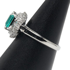 Pt900 プラチナ エメラルド1.24ct ダイヤ0.424ct リング 指輪 レディース 15号 【中古】
