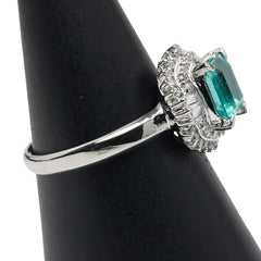 Pt900 プラチナ エメラルド1.24ct ダイヤ0.424ct リング 指輪 レディース 15号 【中古】