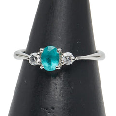 Pt900 プラチナ パライバトルマリン0.28ct ダイヤ0.11ct リング 指輪 レディース 8号 【中古】