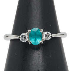 Pt900 プラチナ パライバトルマリン0.28ct ダイヤ0.11ct リング 指輪 レディース 8号 【中古】