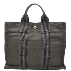 エルメス エールライン トートPM ハンドバッグ トートバッグ グレー ブラック キャンバス レディース HERMES 【中古】