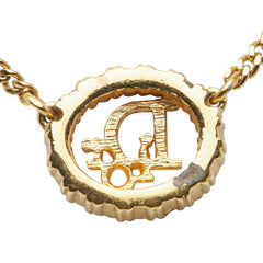 ディオール ロゴ ラウンド ネックレス ゴールド メッキ ラインストーン レディース Dior 【中古】