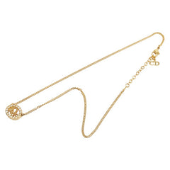 ディオール ロゴ ラウンド ネックレス ゴールド メッキ ラインストーン レディース Dior 【中古】