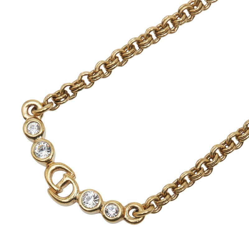 ディオール CDロゴ ネックレス ゴールド メッキ ラインストーン レディース Dior 【中古】