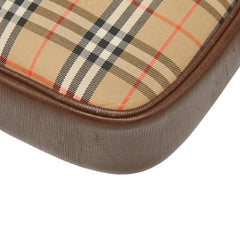バーバリー ノバチェック シャドーホース ショルダーバッグ ブラウン キャンバス レザー レディース BURBERRY 【中古】