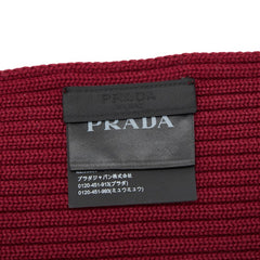 プラダ スポーツライン ロゴ マフラー SMS180 レッド ウール レディース PRADA 【中古】