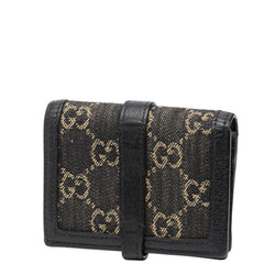 グッチ ジャッキー1961 二つ折り財布 コンパクトウォレット 645536 ブラック デニム レザー レディース GUCCI 【中古】