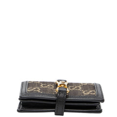 グッチ ジャッキー1961 二つ折り財布 コンパクトウォレット 645536 ブラック デニム レザー レディース GUCCI 【中古】