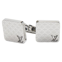 ルイ ヴィトン ブトン ドゥ マンシェット シャンゼリゼ カフス カフリンクス M65043 シルバー メタル レザー メンズ LOUIS VUITTON 【中古】
