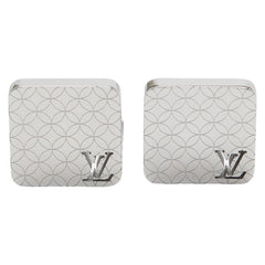 ルイ ヴィトン ブトン ドゥ マンシェット シャンゼリゼ カフス カフリンクス M65043 シルバー メタル レザー メンズ LOUIS VUITTON 【中古】