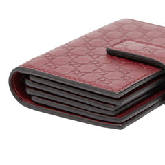 グッチ マイクログッチシマ カードケース カードホルダー 309656 ワインレッド ボルドー レザー レディース GUCCI 【中古】