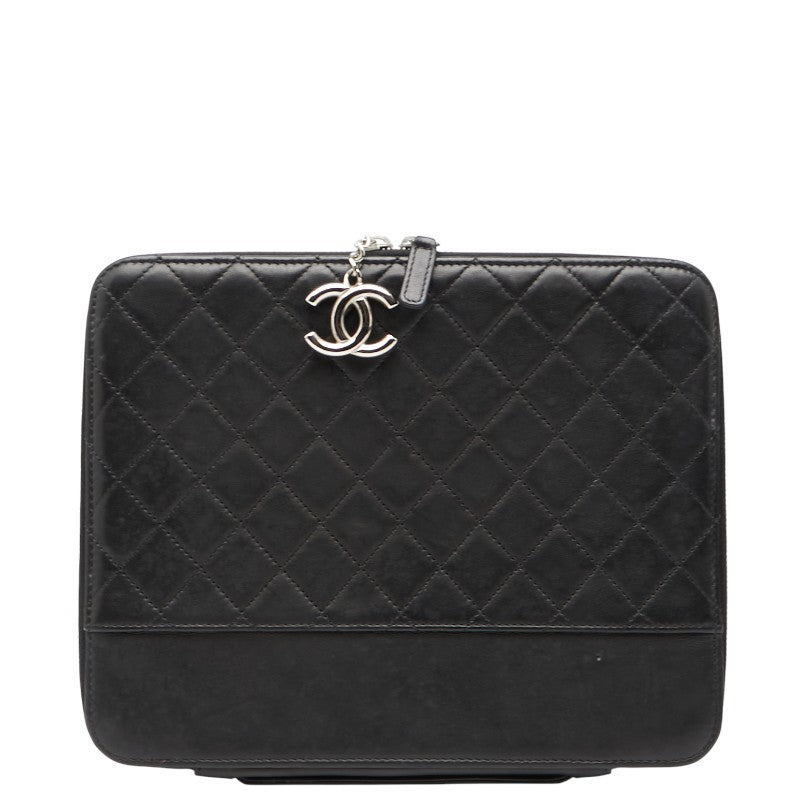 シャネル ココマーク iPadケース ブラック レザー レディース CHANEL 【中古】