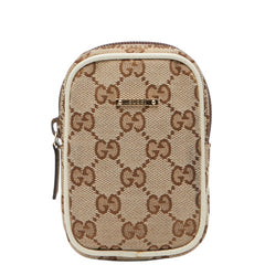 グッチ GGキャンバス ポーチ シガレットケース たばこケース 115249 ベージュ ホワイト キャンバス レザー レディース GUCCI 【中古】