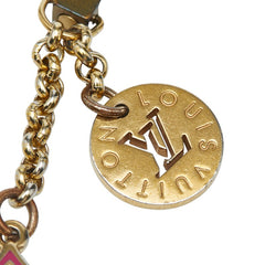 ルイ ヴィトン ロゴ ストラップ バッグチャーム ゴールド ピンク グリーン メッキ レディース LOUIS VUITTON 【中古】
