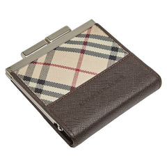 バーバリー ノバチェック コインケース ベージュ マルチカラー キャンバス レザー レディース BURBERRY 【中古】