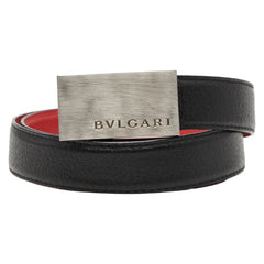 ブルガリ ベルト サイズ：110 44 ブラック レッド レザー メンズ BVLGARI 【中古】