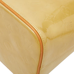 ルイ ヴィトン モノグラム ヴェルニ ヒューストン トートバッグ ハンドバッグ M91055 ライムイエロー パテントレザー レディース LOUIS VUITTON 【中古】