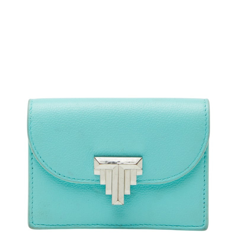ティファニー T デコ カードケース パスケース ティファニーブルー レザー レディース TIFFANY&Co. 【中古】