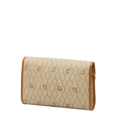 ディオール ハニカム 斜め掛け チェーン ショルダーバッグ ベージュ ブラウン PVC レザー レディース Dior 【中古】