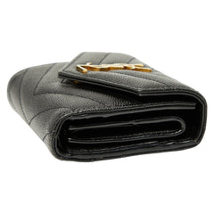 サンローラン YSL カサンドラ 三つ折り財布 コンパクトウォレット 692061 ブラック レザー レディース SAINT LAURENT 【中古】
