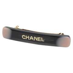 シャネル ロゴ バレッタ ブラック ピンク プラスチック レディース CHANEL 【中古】