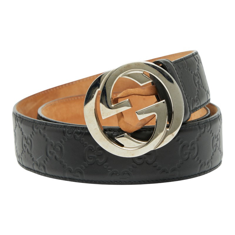 グッチ グッチシマ ベルト サイズ：95 38 411924 ブラック レザー メンズ GUCCI 【中古】