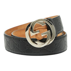 グッチ グッチシマ ベルト サイズ：95 38 411924 ブラック レザー メンズ GUCCI 【中古】