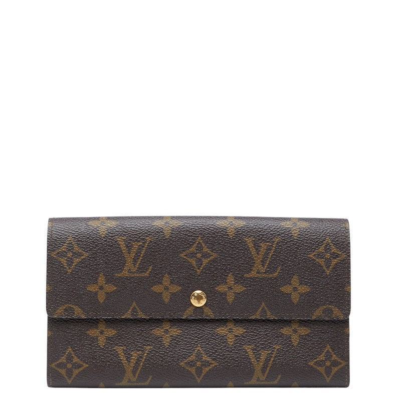 ルイ ヴィトン モノグラム ポシェット ポルト モネ クレディ 長財布 M61725 ブラウン PVC レザー レディース LOUIS VUITTON 【中古】