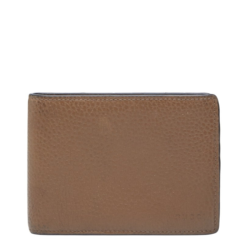 グッチ 二つ折り財布 367287 ブラウン レザー レディース GUCCI 【中古】