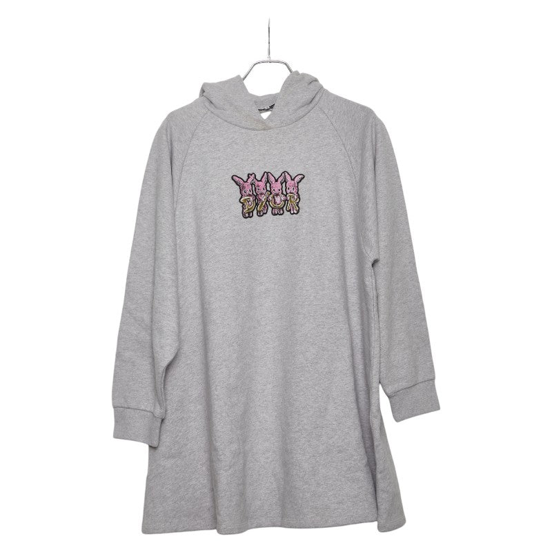ディオール ラビット プルオーバーパーカー サイズ:13 グレー ピンク イエロー コットン レディース Dior 【中古】