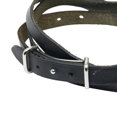 エルメス アピ2 ブレスレット ブラック シルバー レザー メタル レディース HERMES 【中古】