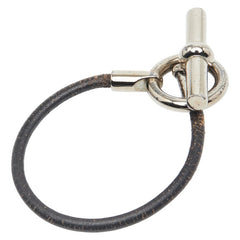 エルメス グレナン ブレスレット シルバー ブラック メタル レザー レディース HERMES 【中古】