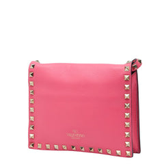 ヴァレンティノ スタッズ ショルダーバッグ ピンク レザー レディース VALENTINO 【中古】