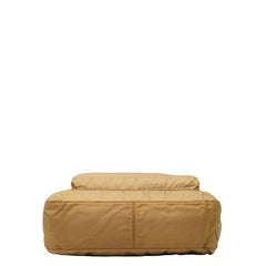 プラダ 三角ロゴプレート ハンドバッグ ベージュ ブラウン ナイロン レザー レディース PRADA 【中古】