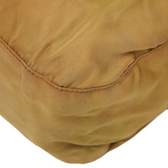 プラダ 三角ロゴプレート ハンドバッグ ベージュ ブラウン ナイロン レザー レディース PRADA 【中古】