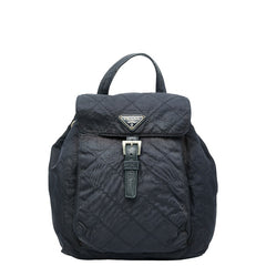 プラダ 三角ロゴプレート リュック バックパック ネイビー ナイロン レザー レディース PRADA 【中古】