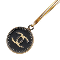 シャネル ココマーク ラウンド ネックレス ゴールド ブラック メッキ レディース CHANEL 【中古】