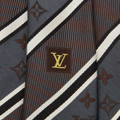 ルイ ヴィトン モノグラム ネクタイ ブラウン グレー シルク メンズ LOUIS VUITTON 【中古】