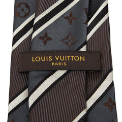 ルイ ヴィトン モノグラム ネクタイ ブラウン グレー シルク メンズ LOUIS VUITTON 【中古】
