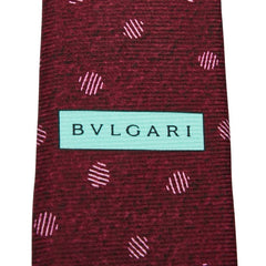ブルガリ ドット ネクタイ ワインレッド ボルドー シルク メンズ BVLGARI 【中古】