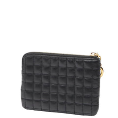 セリーヌ Cチャーム キルティング コインケース カードケース ブラック レザー レディース CELINE 【中古】