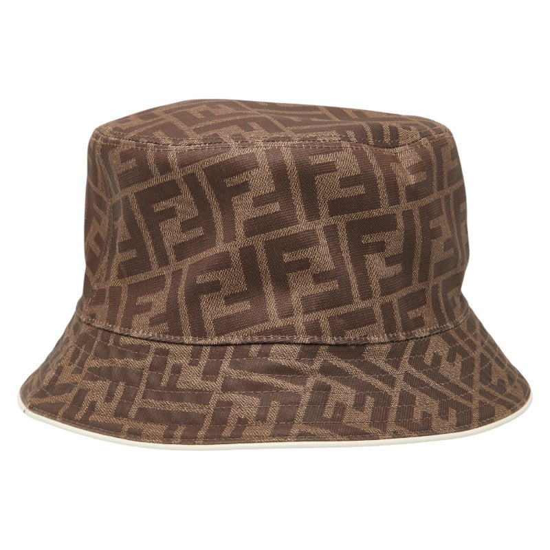 フェンディ ズッカ バケットハット 帽子 サイズM（58） FXQ697 ブラウン ポリエステル コットン レザー レディース FENDI 【中古】