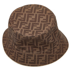 フェンディ ズッカ バケットハット 帽子 サイズM（58） FXQ697 ブラウン ポリエステル コットン レザー レディース FENDI 【中古】