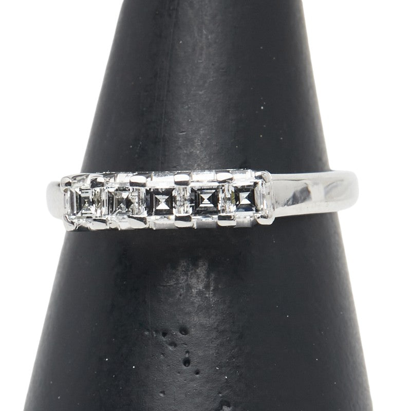 Pt900 プラチナ ダイヤ0.38ct 一文字 リング 指輪 レディース 10.5号 【中古】