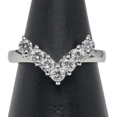 Pt900 プラチナ ダイヤ0.50ct Ｖ字 リング 指輪 レディース 11号 【中古】