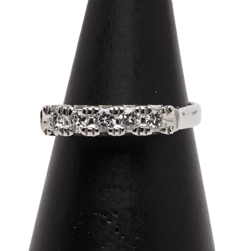 Pt900 プラチナ ダイヤモンド0.25ct 一文字リング 指輪 レディース 8号 【中古】